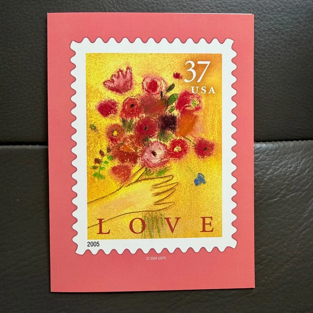 Vtg USPS Love Stamp Greeting Cards LOT of 11 USA Made Cherub Rose Puppy Bouquet